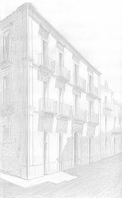 Disegno del prospetto della casa natale Sturzo